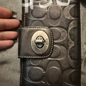 Coach Charcoal Embossed Clutch